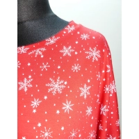 Bluzka w luźnym stylu oversize - czerwona w śnieżynki